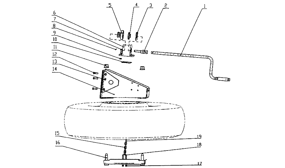 Spare wheel,manual hoist