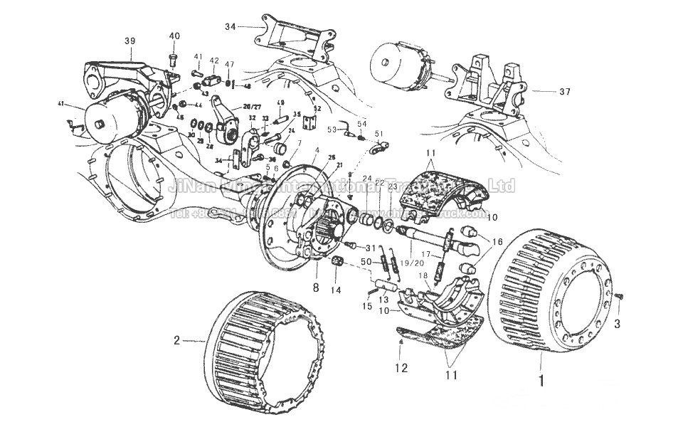 The brake mechanism of the rear axle