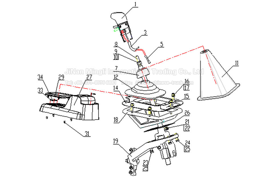 Gearbox gear change systen