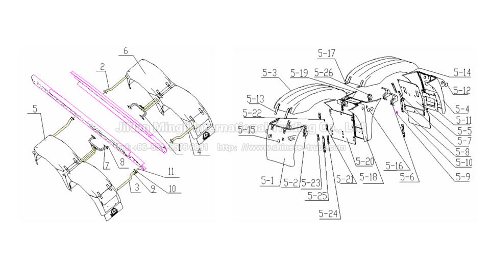 Rear mudguard for 6x4 tractor